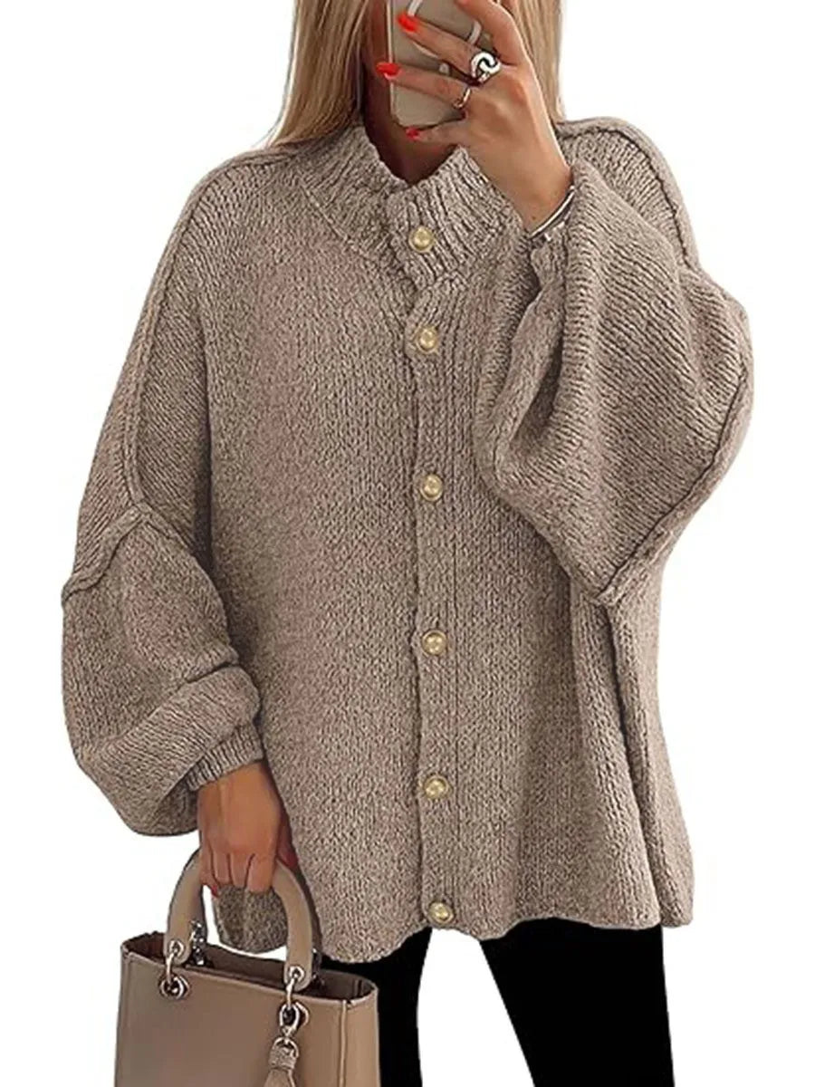 Cárdigan Oversize de Punto con Botones