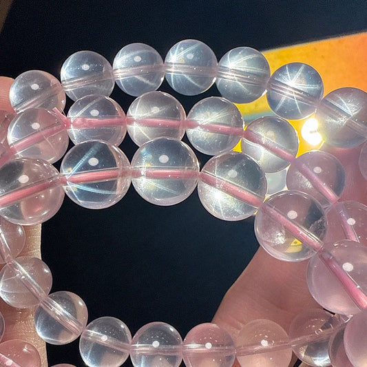 Pulsera de Cuarzo Rosa Natural-Piedra de la Suerte y el Amor