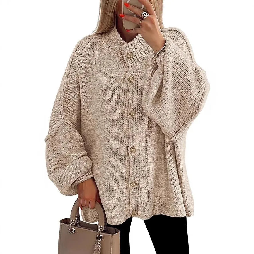 Cárdigan Oversize de Punto con Botones
