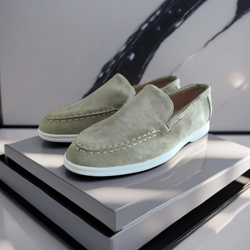 Mocasines de Ante para Hombres-Estilo Clásicos Sin Cordones