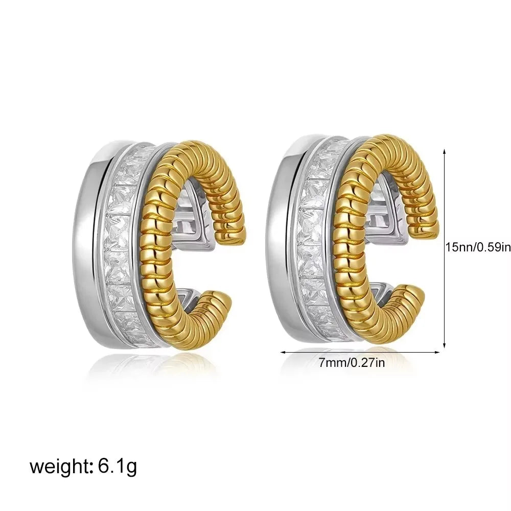 Pendientes de Aro Dorados Vintage con Circonitas