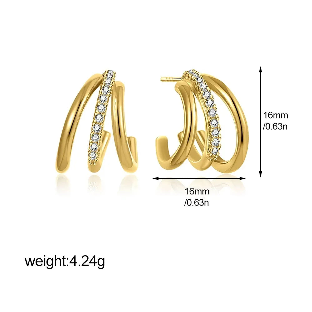 Pendientes de Aro Dorados Vintage con Circonitas
