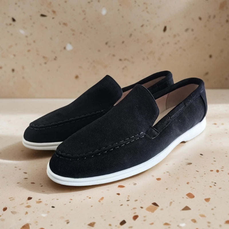 Mocasines de Ante para Hombres-Estilo Clásicos Sin Cordones