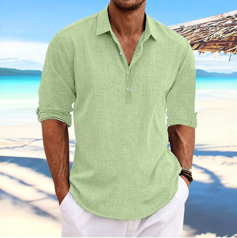 Camisa Holgada de Manga Larga para Hombre-Estilo Casual