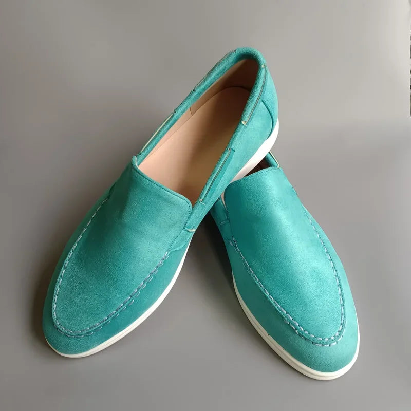 Mocasines de Ante para Hombres-Estilo Clásicos Sin Cordones