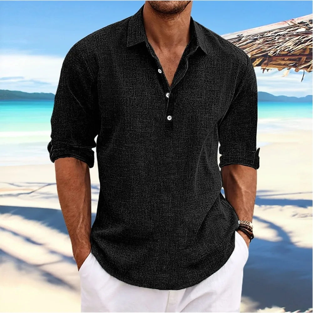 Camisa Holgada de Manga Larga para Hombre-Estilo Casual