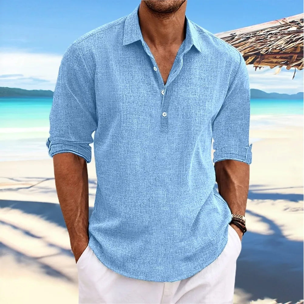 Camisa Holgada de Manga Larga para Hombre-Estilo Casual