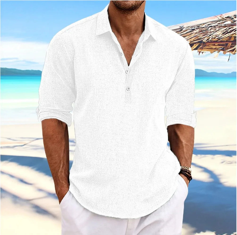 Camisa Holgada de Manga Larga para Hombre-Estilo Casual
