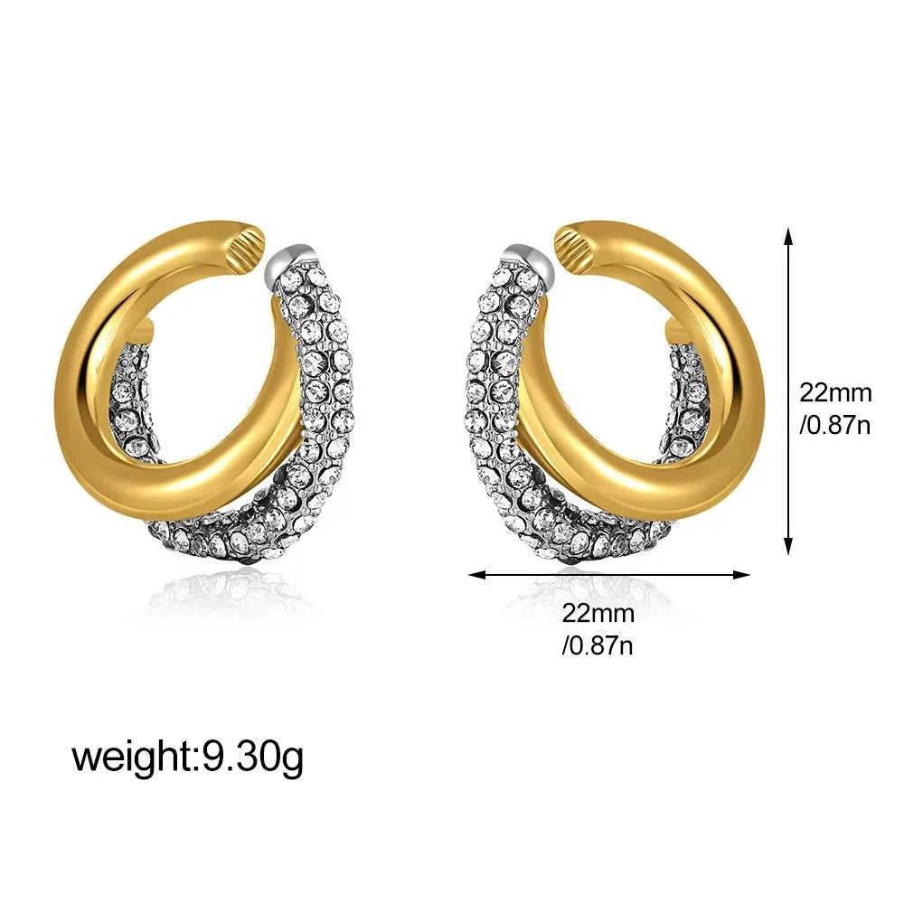 Pendientes de Aro Dorados Vintage con Circonitas