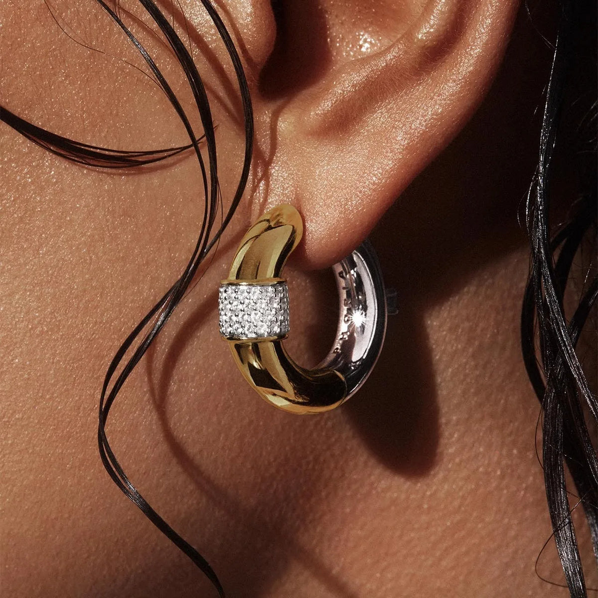 Pendientes de Aro Dorados Vintage con Circonitas