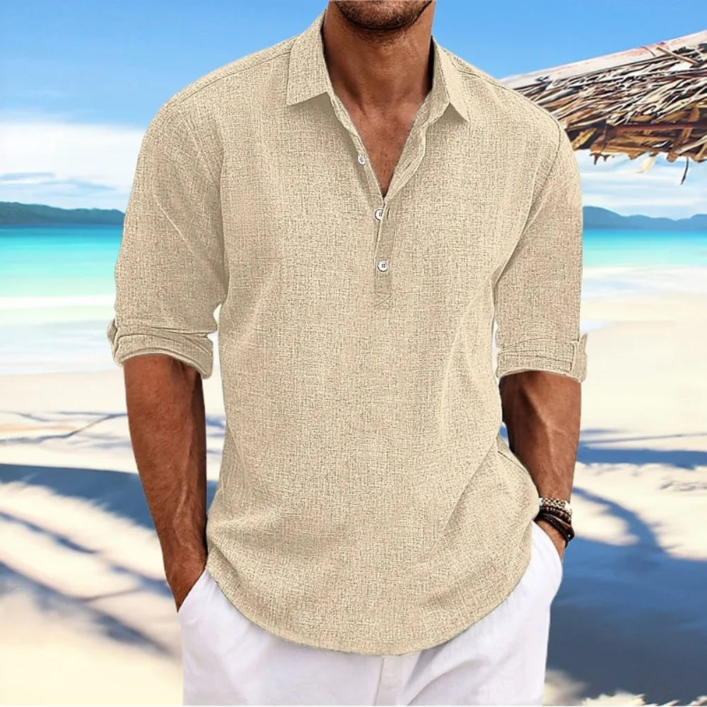 Camisa Holgada de Manga Larga para Hombre-Estilo Casual