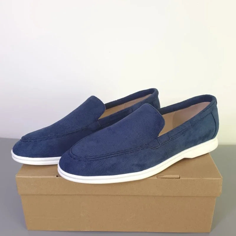Mocasines de Ante para Hombres-Estilo Clásicos Sin Cordones
