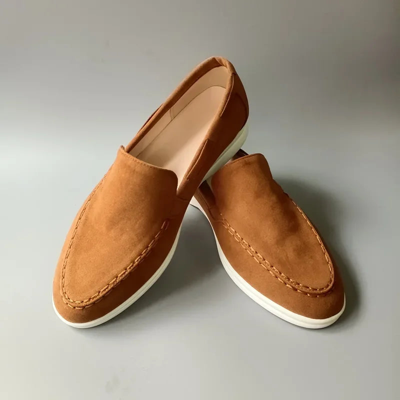Mocasines de Ante para Hombres-Estilo Clásicos Sin Cordones