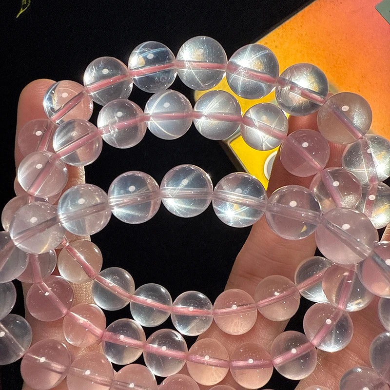 Pulsera de Cuarzo Rosa Natural-Piedra de la Suerte y el Amor