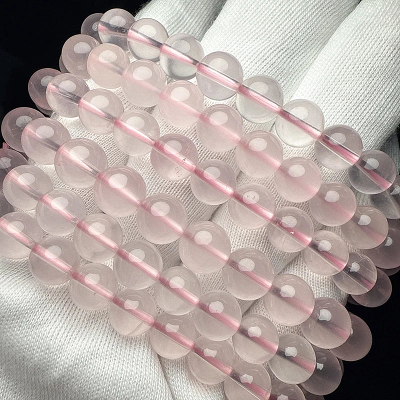 Pulsera de Cuarzo Rosa Natural-Piedra de la Suerte y el Amor
