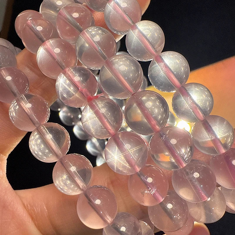 Pulsera de Cuarzo Rosa Natural-Piedra de la Suerte y el Amor